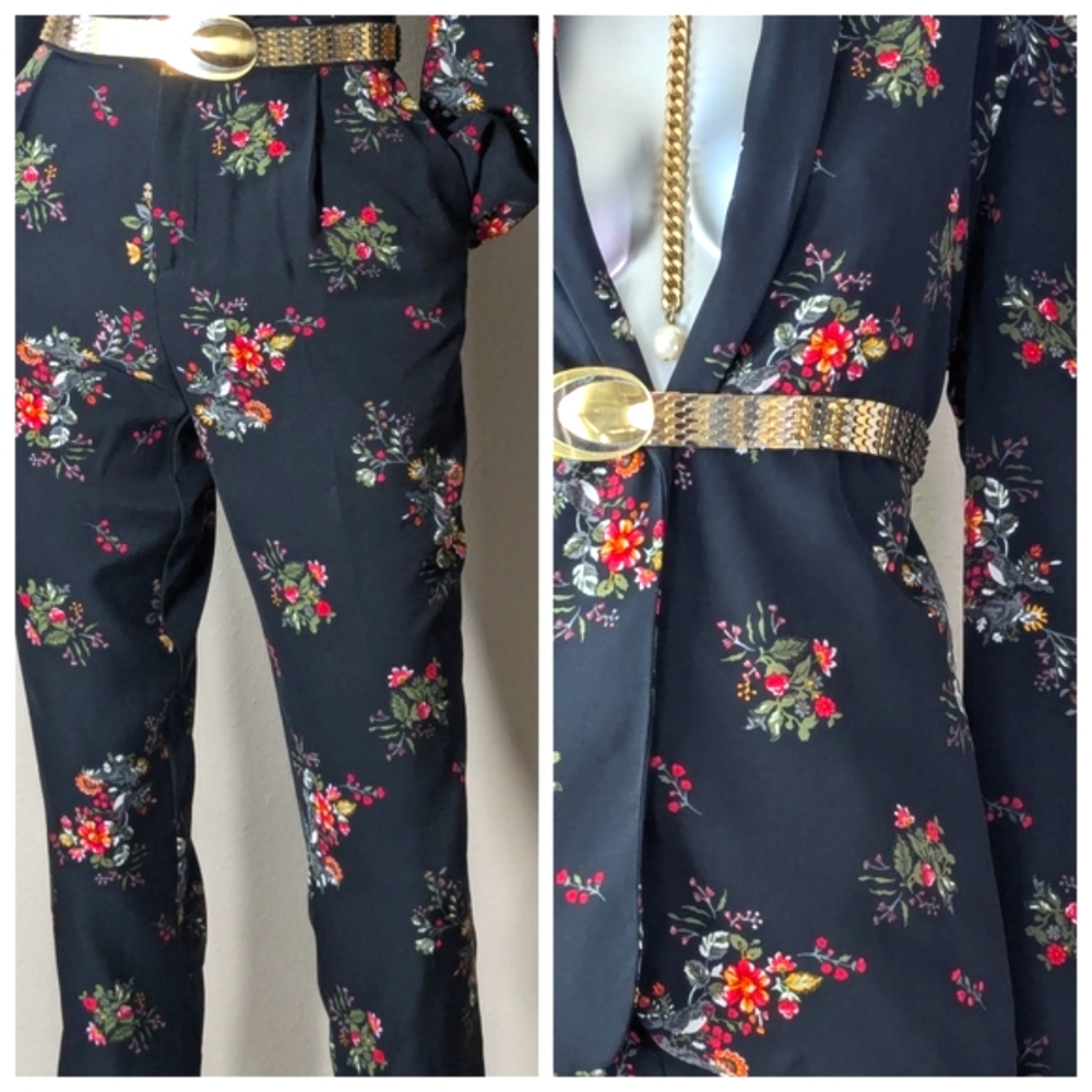 Simply Styled Floral Black Pantsuit - Picture 6 of 10